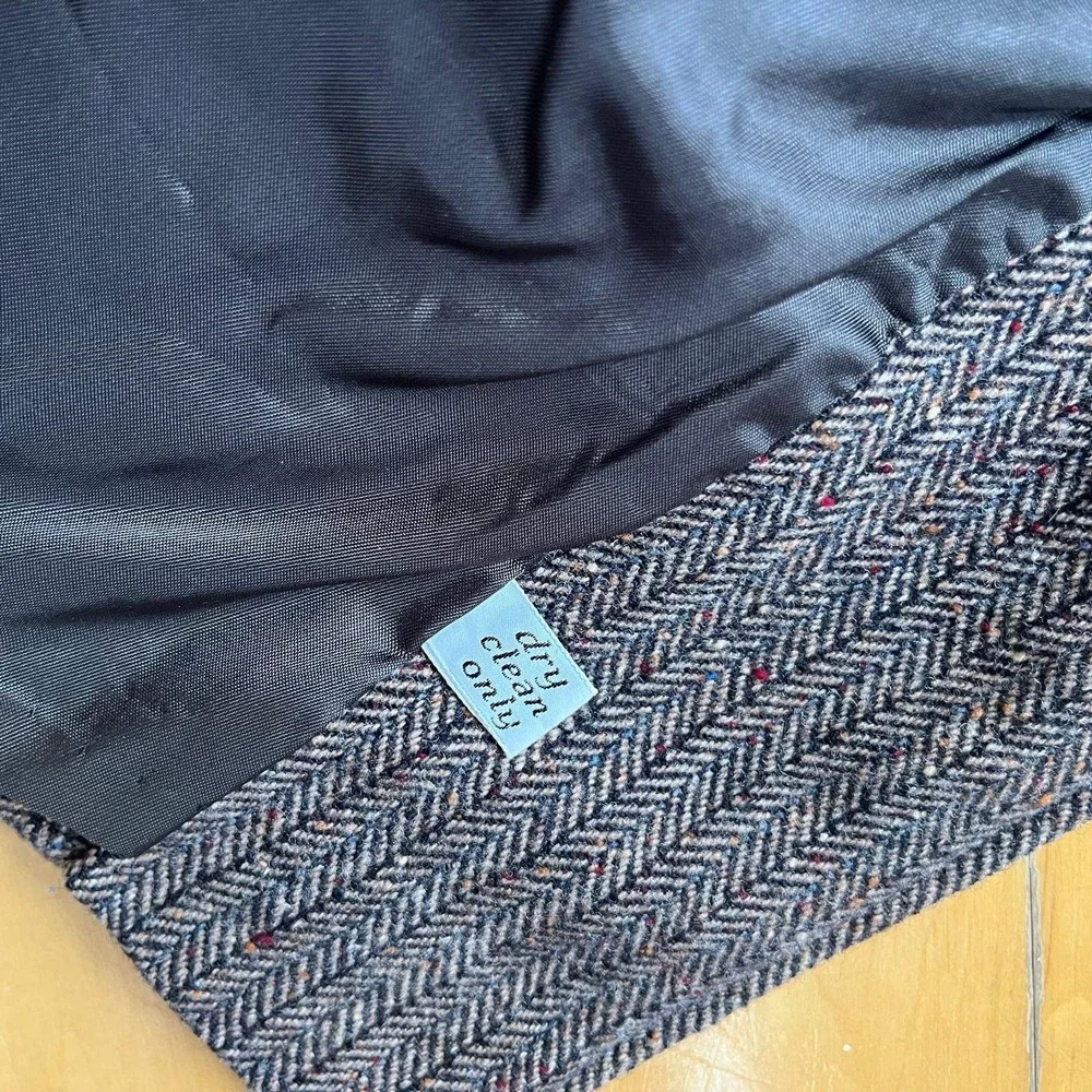 Pendleton Vintage 100% Virgin Wool Herringbone Blazer Gray Brown Dark Academia - Picture 6 of 6